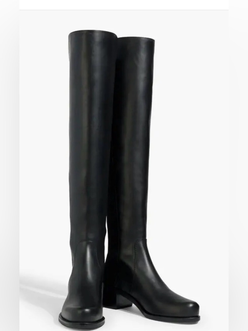 Stuart Weitzman Black Over-The-Knee Block Heel Boots - Picture 2 of 6